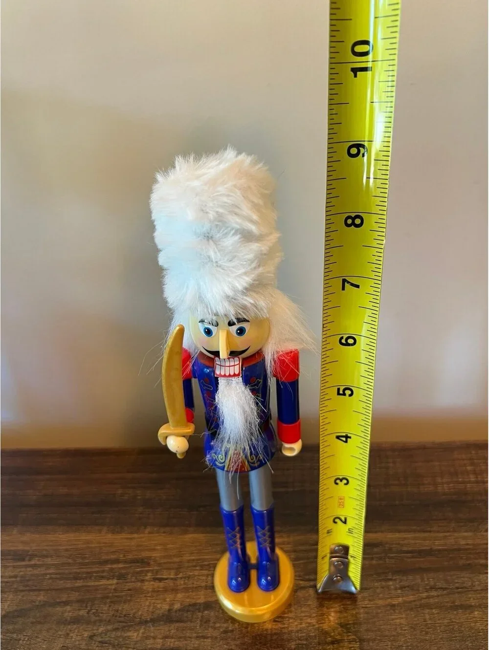 Set of 3 Mini Christmas Nutcracker Soldiers Green, Blue, Black Big fur hat